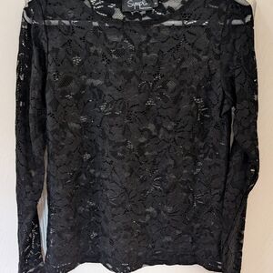 Simple Elegant Black Lace Blouse